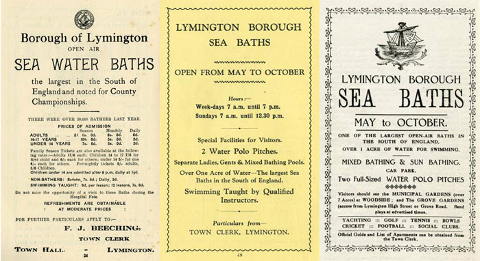Lymington Sea Water Baths Leaflets